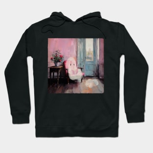 painting ghost reading with cat abstract Hoodie